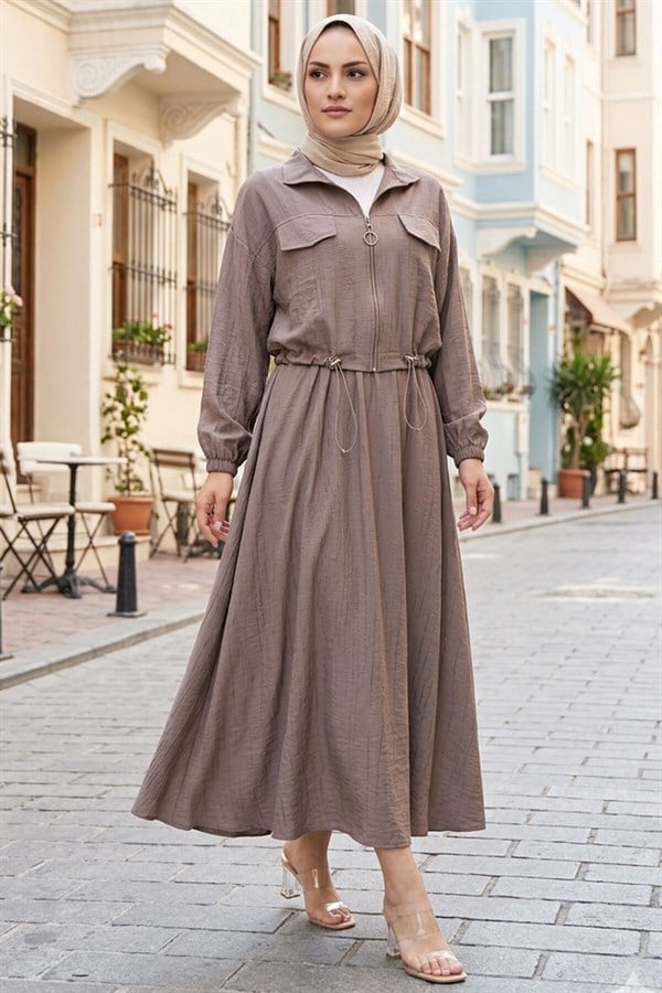 Crop Jacket and Skirt Sport 2 Piece Set, Mink Color