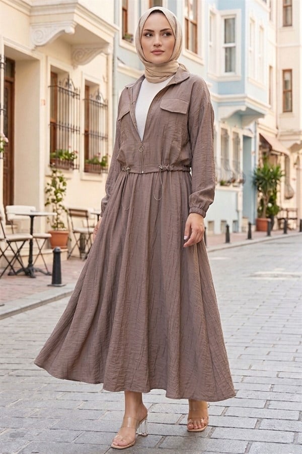 Crop Jacket and Skirt Sport 2 Piece Set, Mink Color