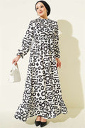 Dalmatian Patterned Satin Dress White