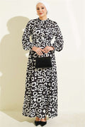 Dalmatian Patterned Satin Dress, Black