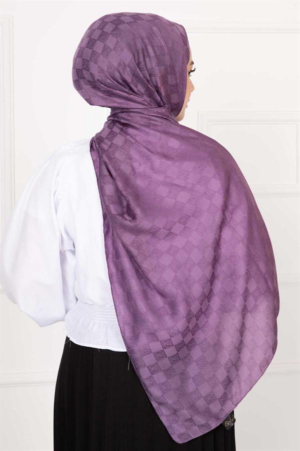 Checkerboard Patterned Hijab Shawl Lilac