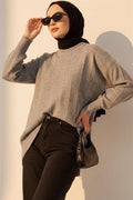 Drop Pattern Soft Knitted Sweater Gray