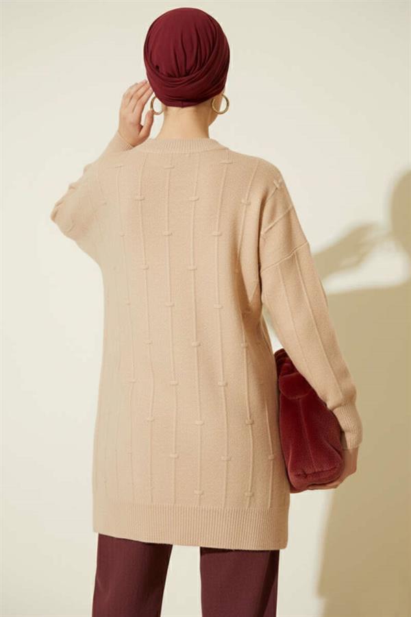 Drop Pattern Soft Knit Sweater Latte