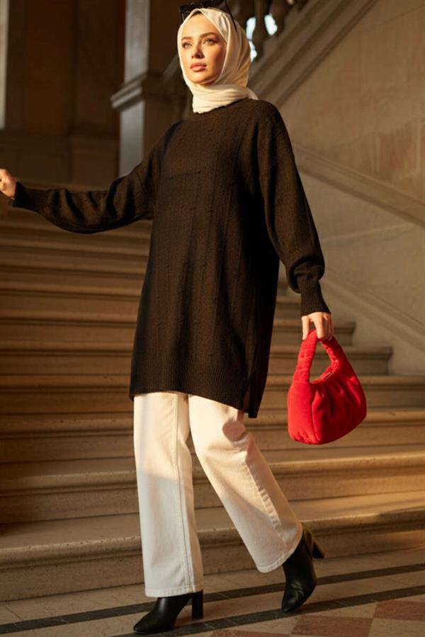 Drop Pattern Soft Knitwear Sweater Black