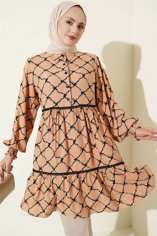 Belmando Tunic with Lace Details, Camel
