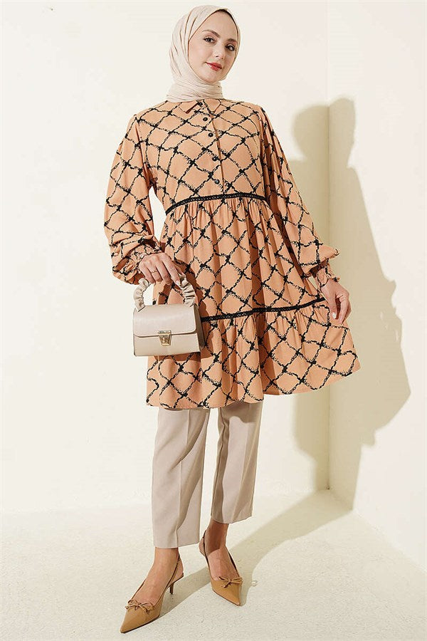 Belmando Tunic with Lace Details, Camel