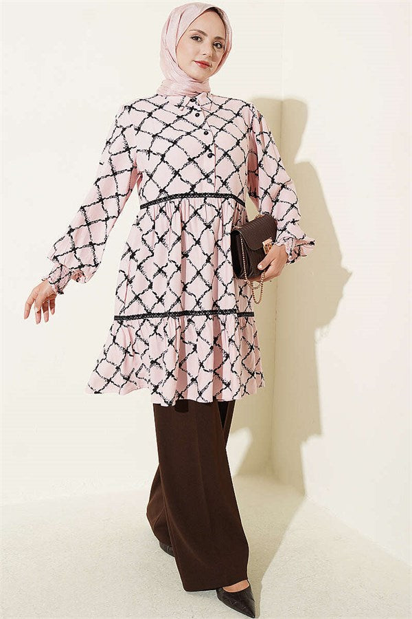 Belmando Tunic with Lace Details, Pink