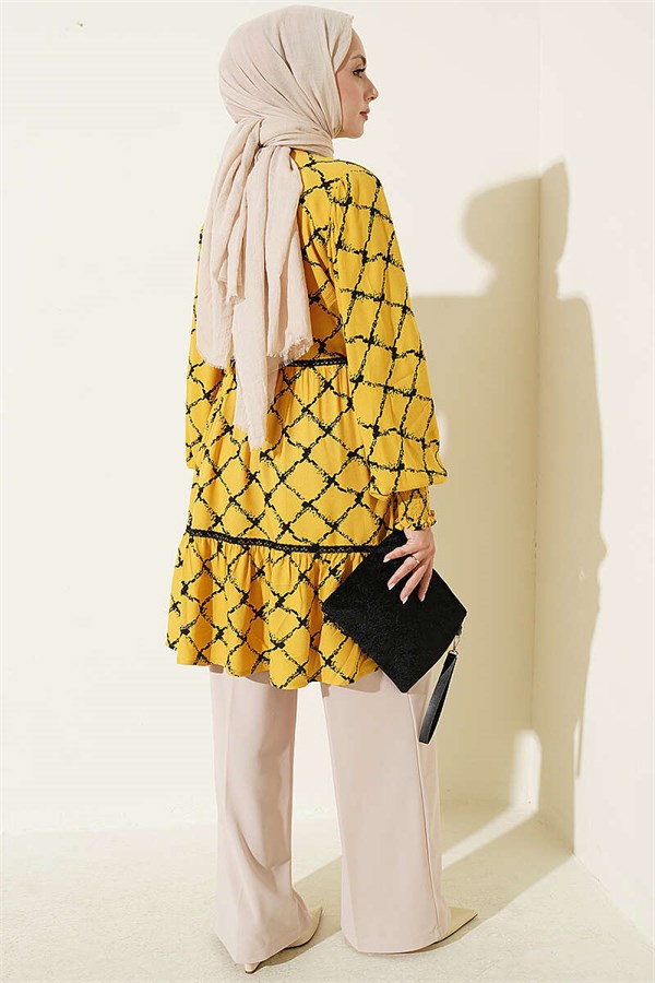 Belmando Tunic with Lace Details, Yellow