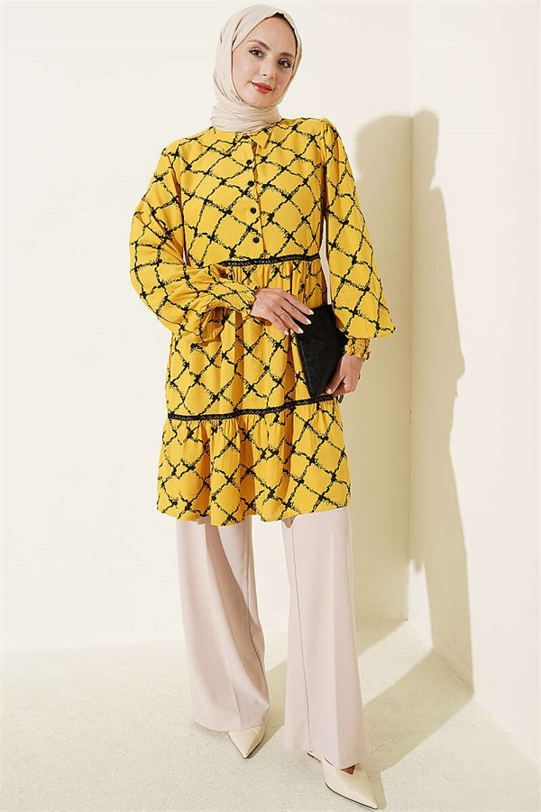 Belmando Tunic with Lace Details, Yellow
