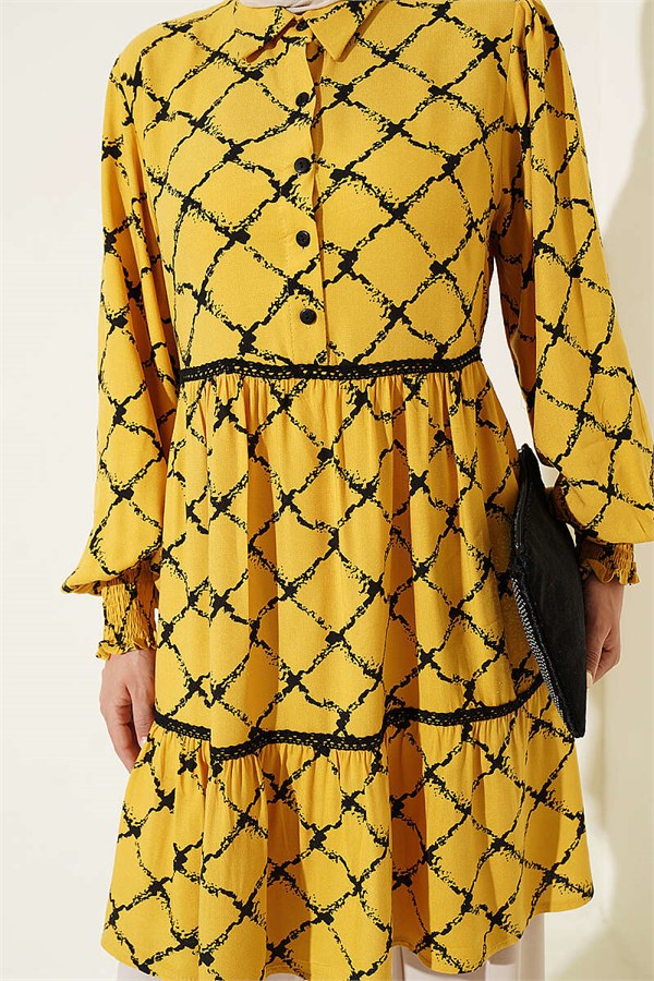 Belmando Tunic with Lace Details, Yellow