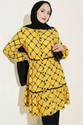 Lace Detail Tunic with Elasticated Ankles, Yellow