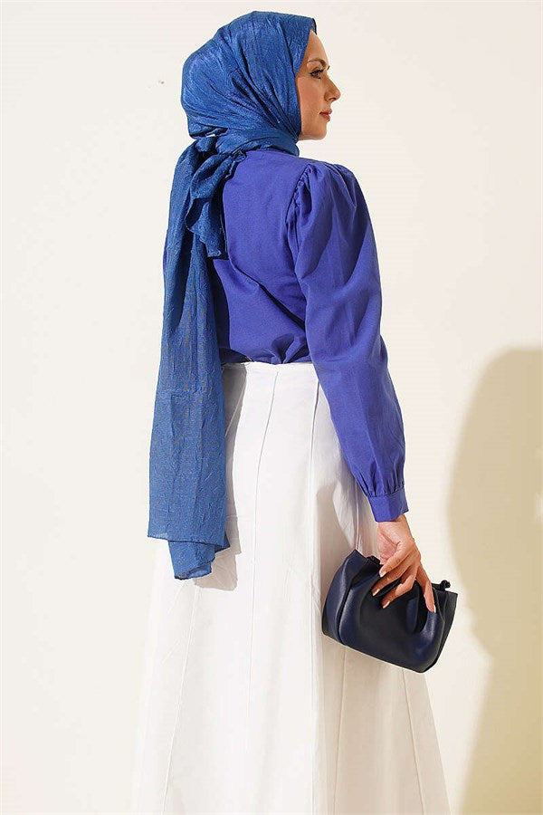 Lace-Detailed Darted Short Shirt, Violet