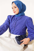 Lace-Detailed Darted Short Shirt, Violet