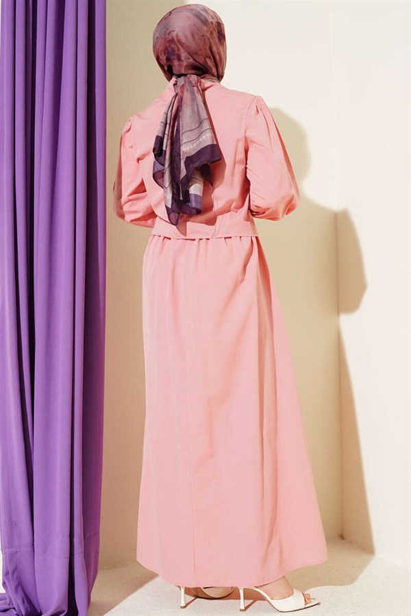 Lace Detail Poplin Sleeveless Dress Powder Pink