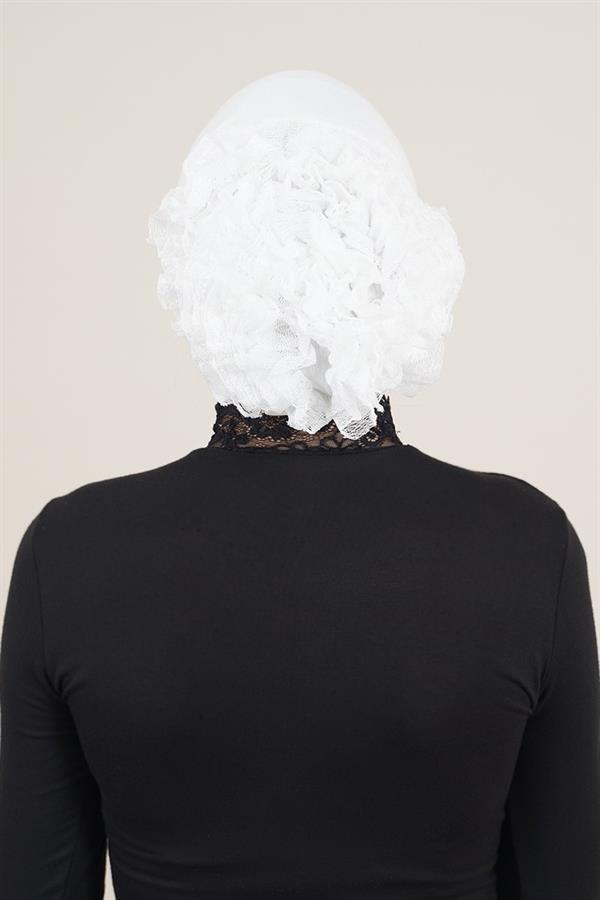 Lace Ruffle White Bonnet