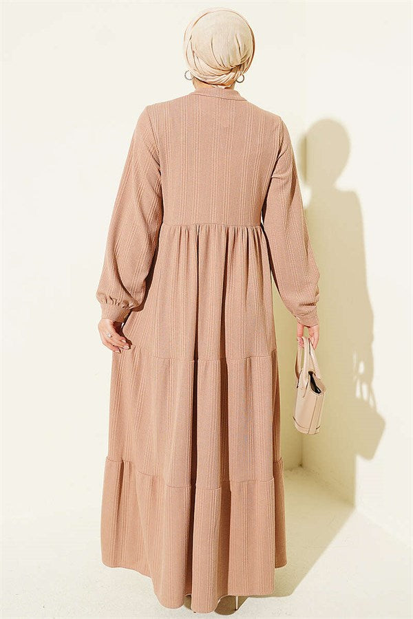 Lace Embroidered Knitted Dress Latte