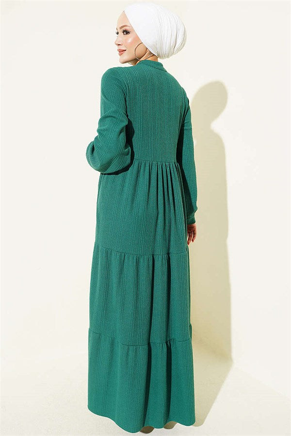 Lace Embroidered Knitted Dress Green