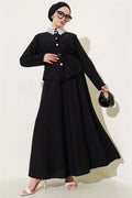 Lace Collar Skirted 2 Piece Set Black