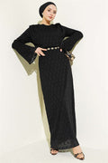 Lace Belted Dress Black
