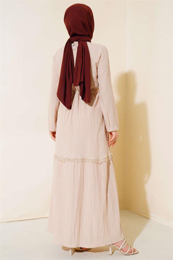 Lace Tunnel Dress Beige