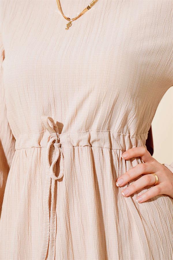 Lace Tunnel Dress Beige