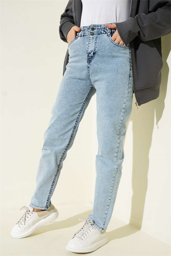 Skinny Jeans with Elastic Waistband, Ice Blue