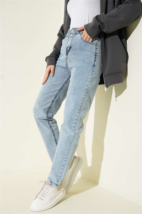 Skinny Jeans with Elastic Waistband, Ice Blue
