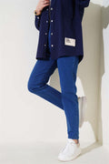 Skinny Leg Elastic Waist Jeans Blue