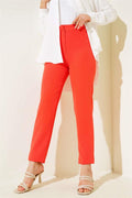 Skinny Leg Buttoned Trousers Alizarin