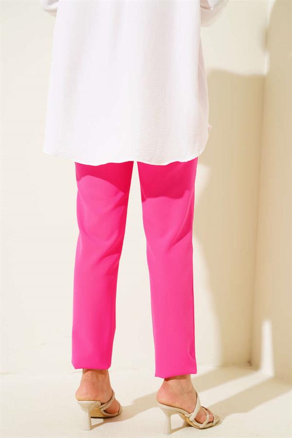 Skinny Leg Buttoned Trousers Fuchsia