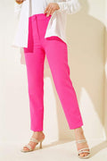 Skinny Leg Buttoned Trousers Fuchsia
