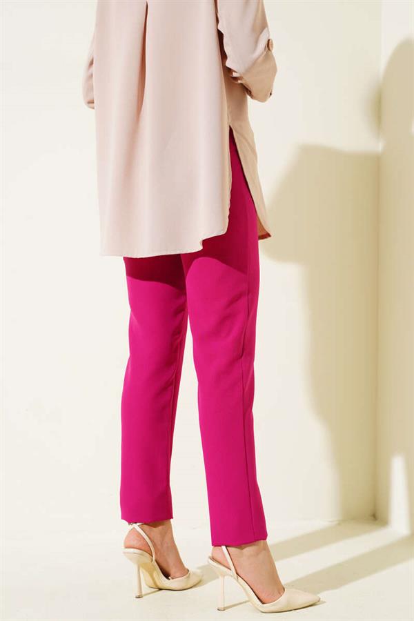 Skinny Leg Buttoned Trousers Plum