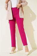 Skinny Leg Buttoned Trousers Plum