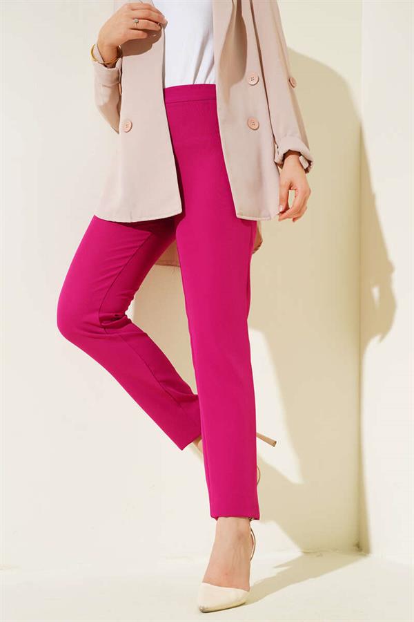 Skinny Leg Buttoned Trousers Plum