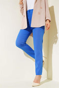 Skinny Leg Buttoned Trousers in Saxe