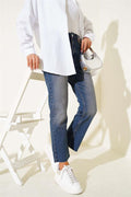 Skinny Leg Laser Cut Jeans Brown Tint