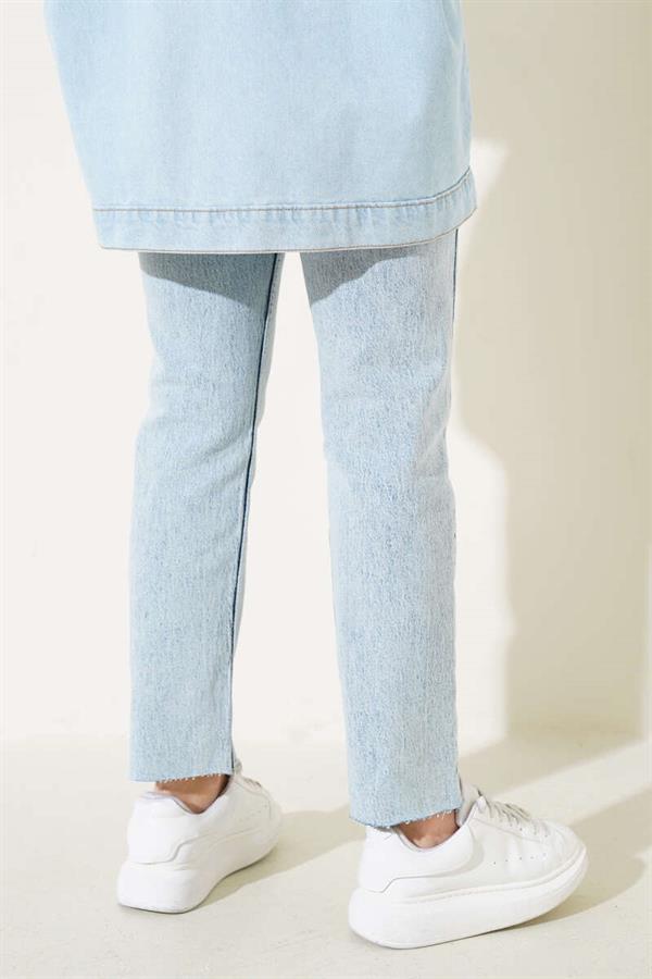 Skinny Leg Laser Cut Jeans Snow Light