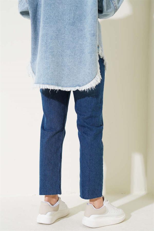 Skinny Leg Laser Cut Jeans Blue