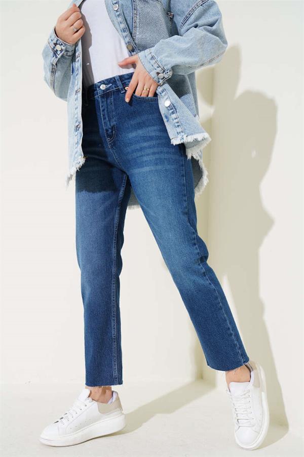 Skinny Leg Laser Cut Jeans Blue