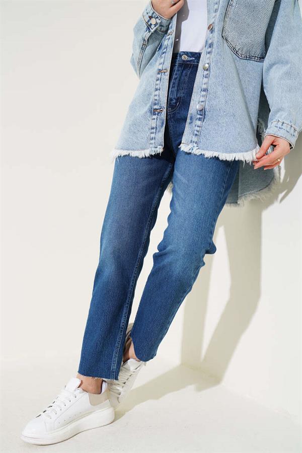 Skinny Leg Laser Cut Jeans Blue