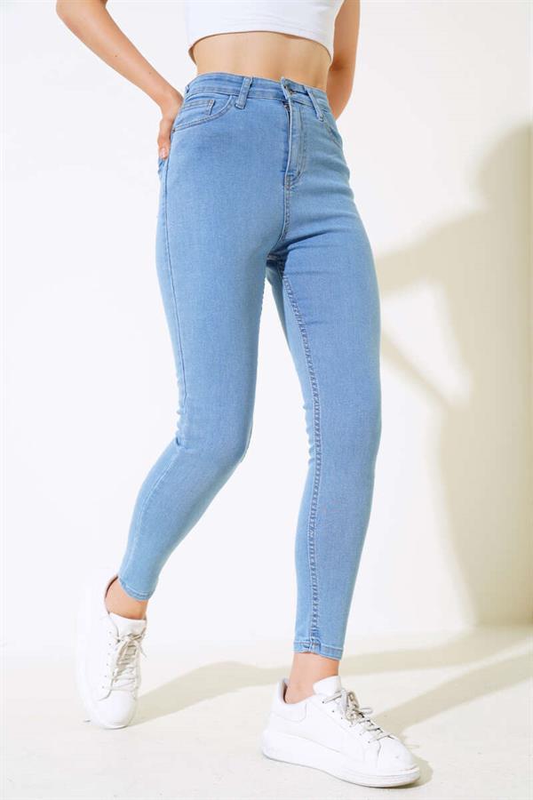 Skinny Leg Lycra Trousers Light Blue