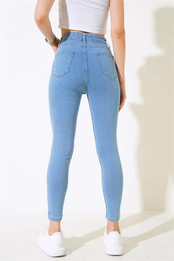 Skinny Leg Lycra Trousers Light Blue