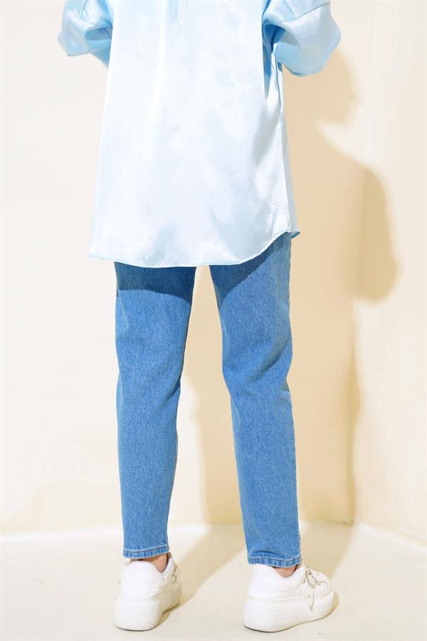 Skinny Leg Mom Jeans Blue