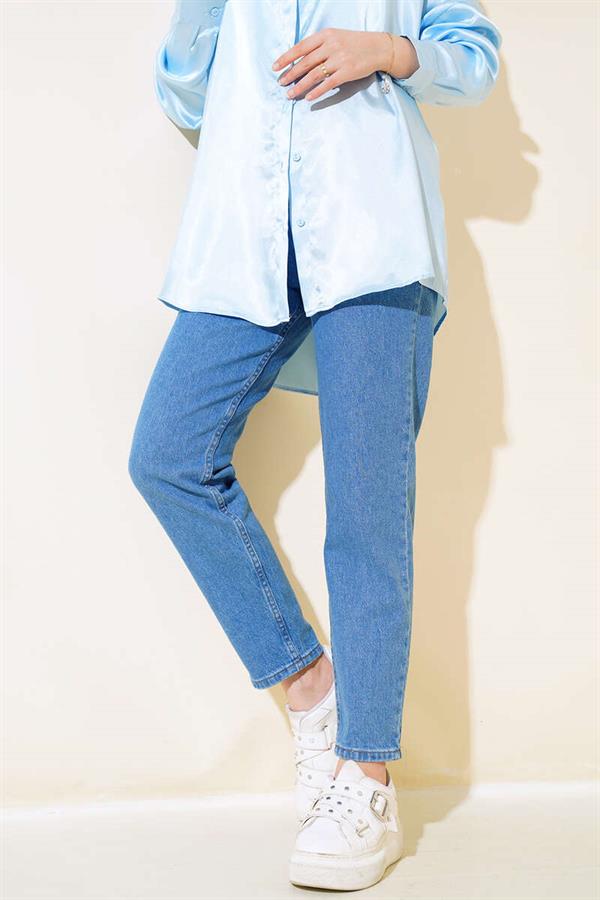 Skinny Leg Mom Jeans Blue