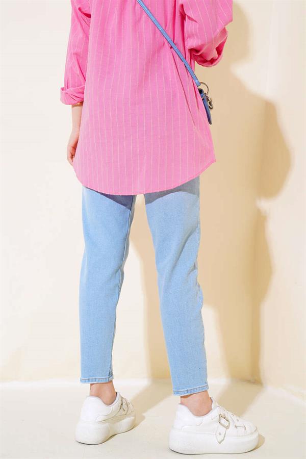  Skinny Leg Mom Trousers Ice Blue