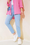  Skinny Leg Mom Trousers Ice Blue