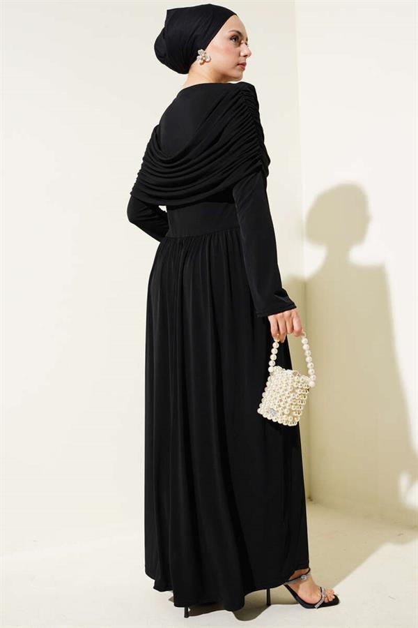 Cowl Neck Sandy Dress Black