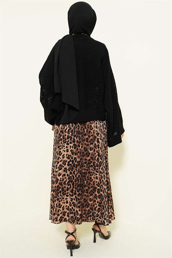 Openwork Batwing Sleeve Knit Sweater Black