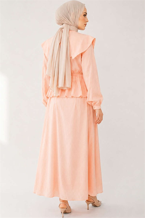 Sailor Collar Two-Piece Set with Drawstring Skirt, Salmon