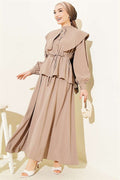Sailor Collar Set with Tencel Skirt and Drawstring, Mink Color